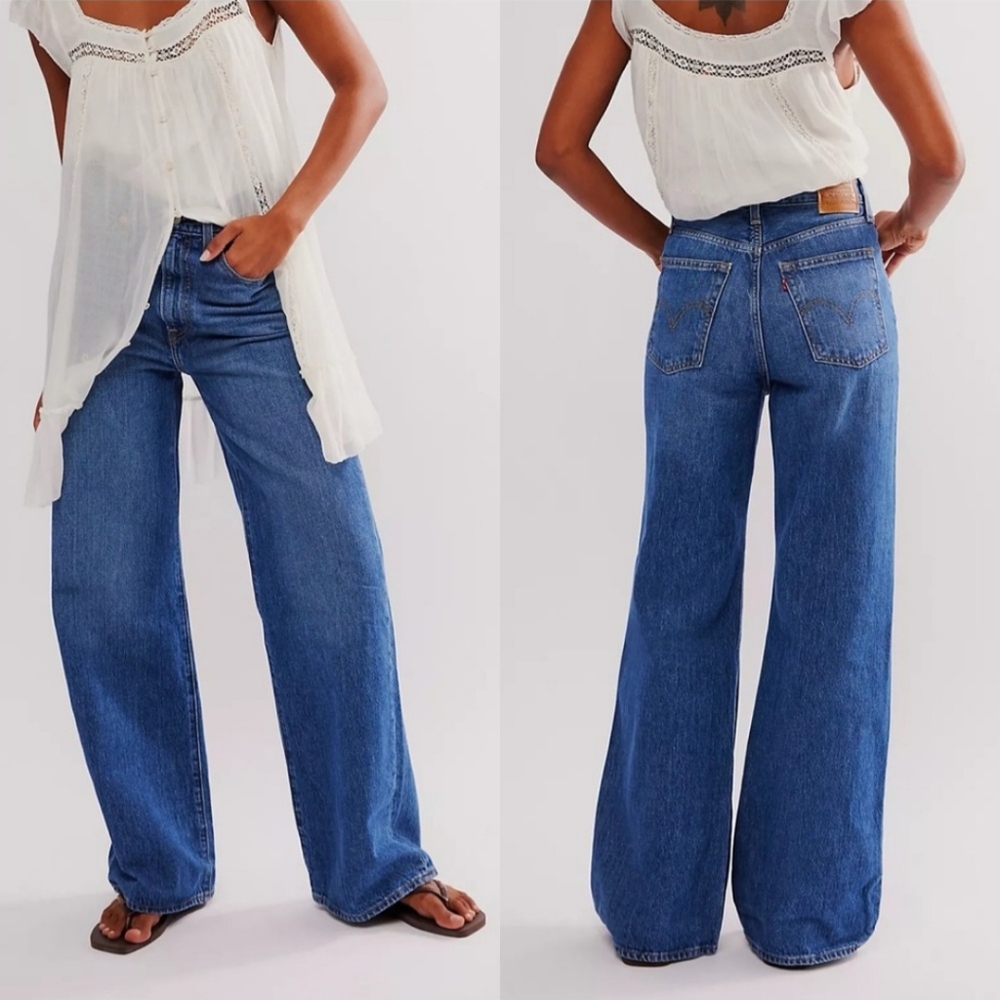 Levi's Blue Wide Leg Flare Jeans